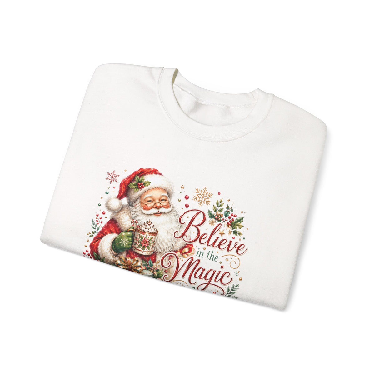 Believe in the Magic of Christmas Sweatshirt | Vintage Santa Christmas Crewneck for Women