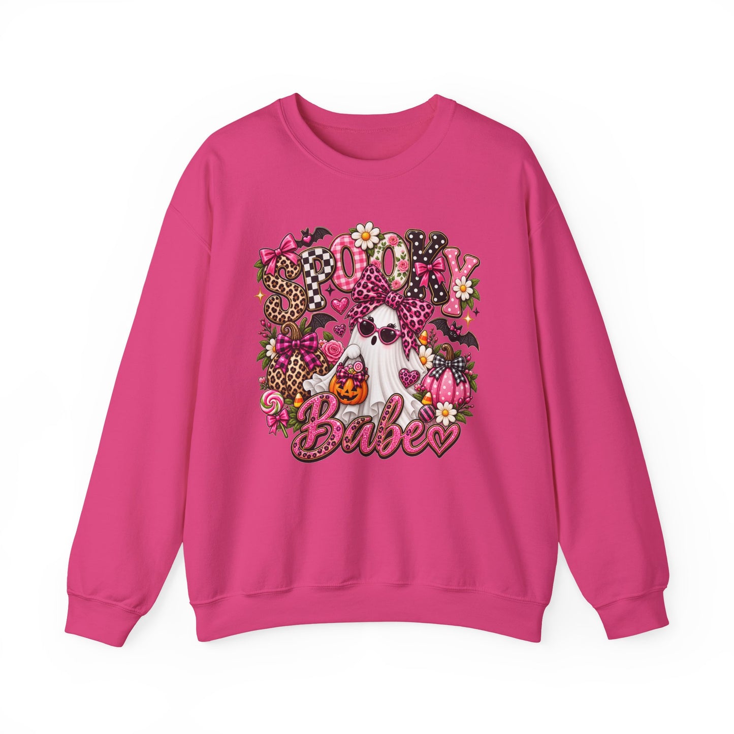 Crewneck Sweatshirt — 'Spooky Babe' Cute Halloween Ghost Graphic