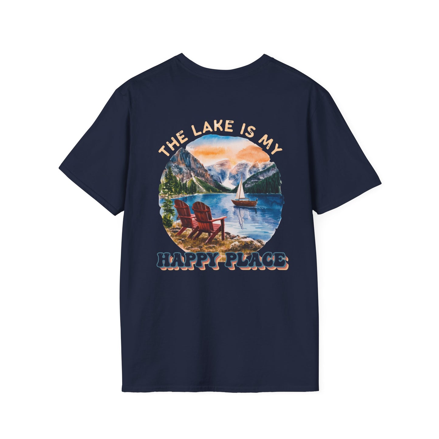 The Lake Is My Happy Place T-Shirt — Colorful Lake View Tee