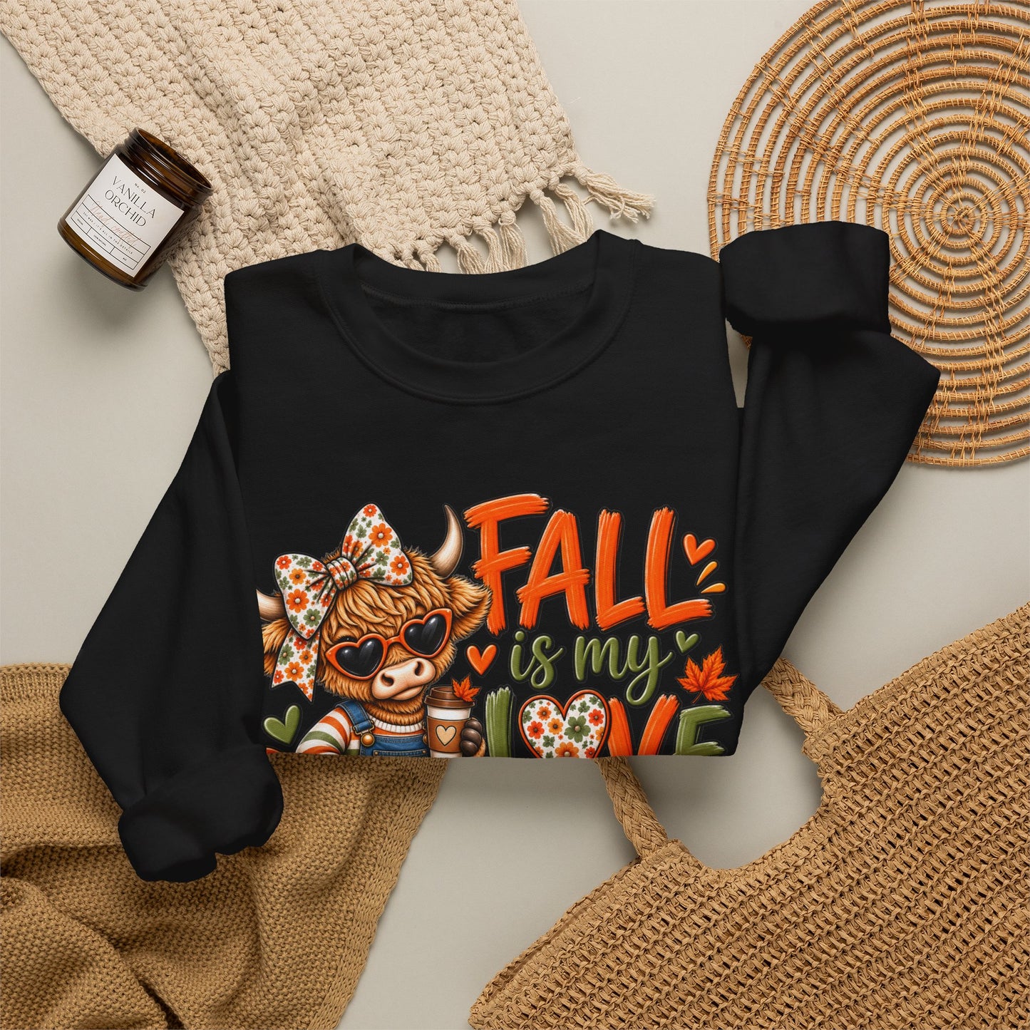 Fall Is My Love Language Sweatshirt — Cute Autumn Cow Graphic Crewneck
