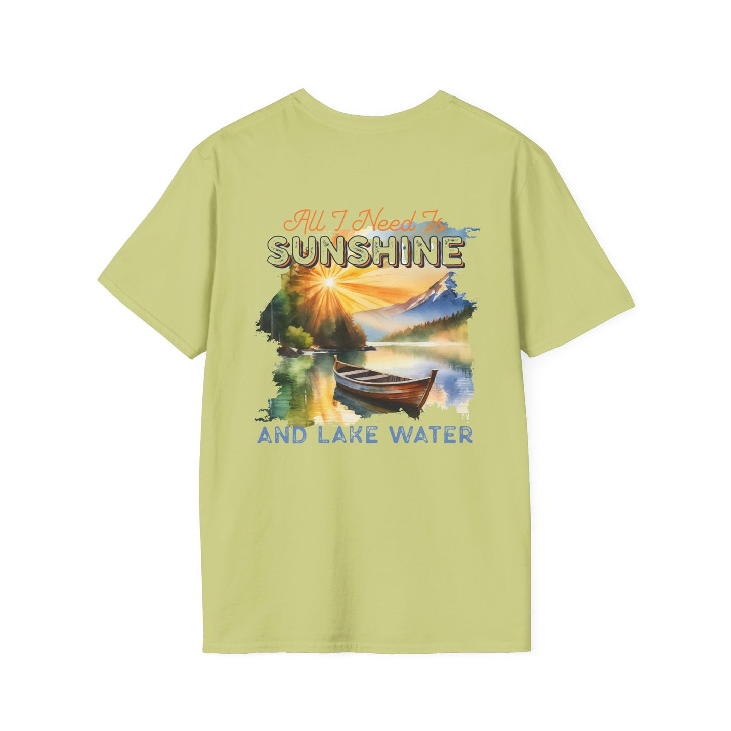 Sunshine & Lake Water Sunset T-Shirt — Boat on Lake View