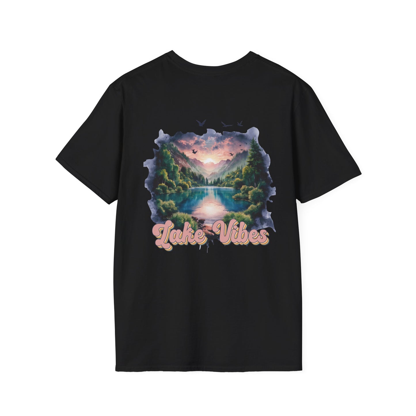 Lake Vibes T-Shirt — Pastel Scenic Watercolor Lake Tee