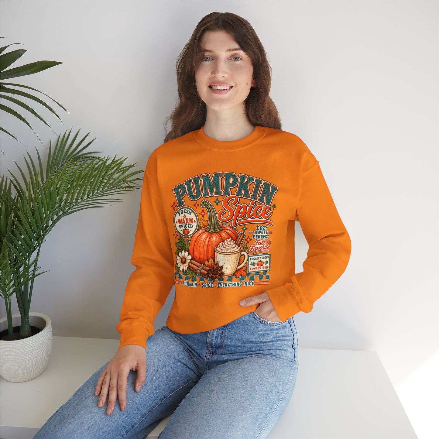 Pumpkin Spice Fall Sweatshirt — Cozy Pumpkin Latte Autumn Graphic