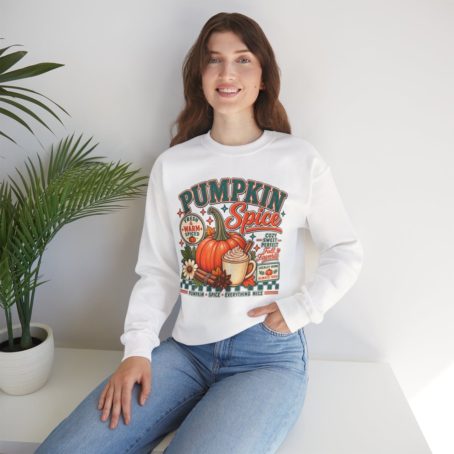 Pumpkin Spice Fall Sweatshirt — Cozy Pumpkin Latte Autumn Graphic