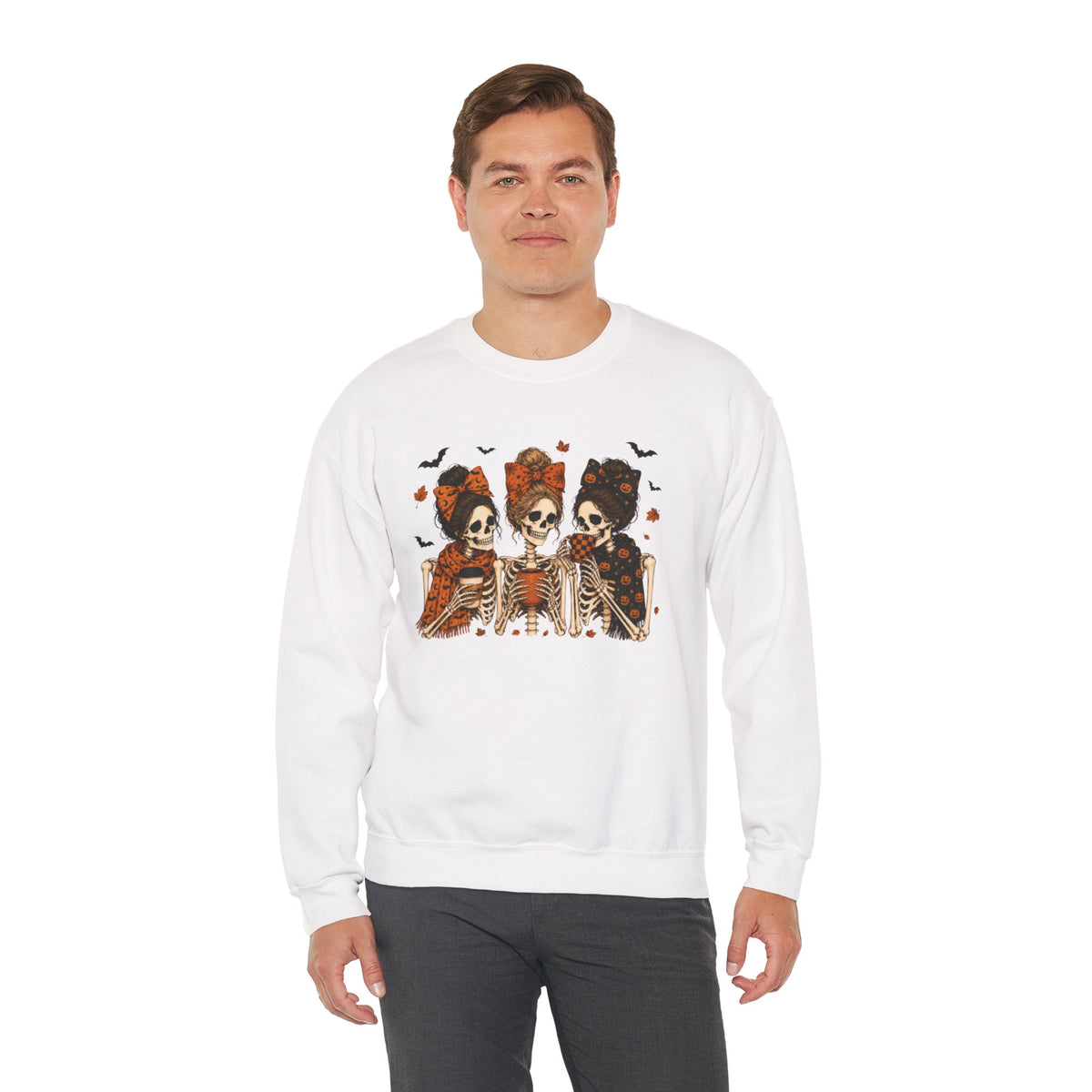 Skeleton Sisters Crewneck Sweatshirt — Halloween Day of the Dead Gothic Graphic