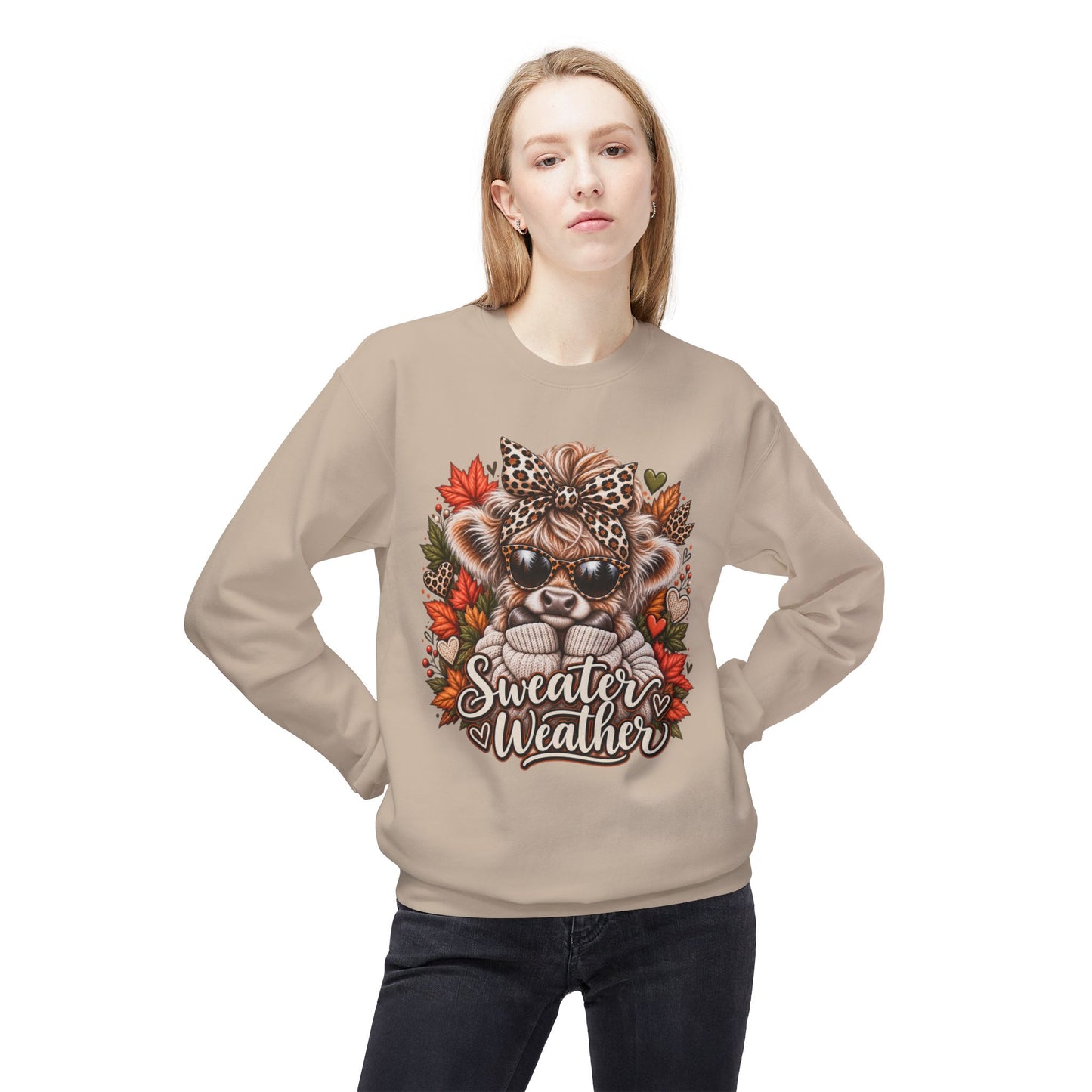 Sweater Weather Bear Crewneck Sweatshirt | Autumn Leaves, Leopard Headband
