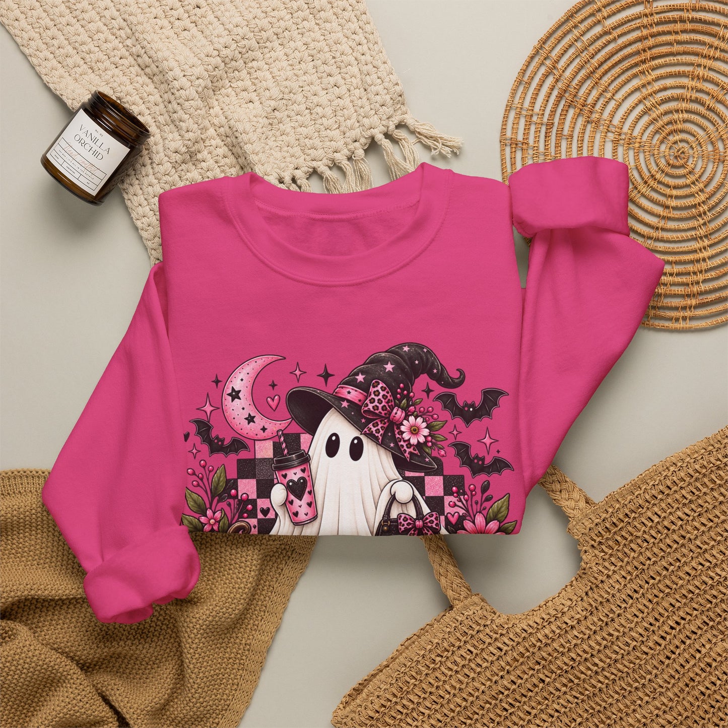 Ghost Witch Sweatshirt – Cute Pink Halloween Crewneck