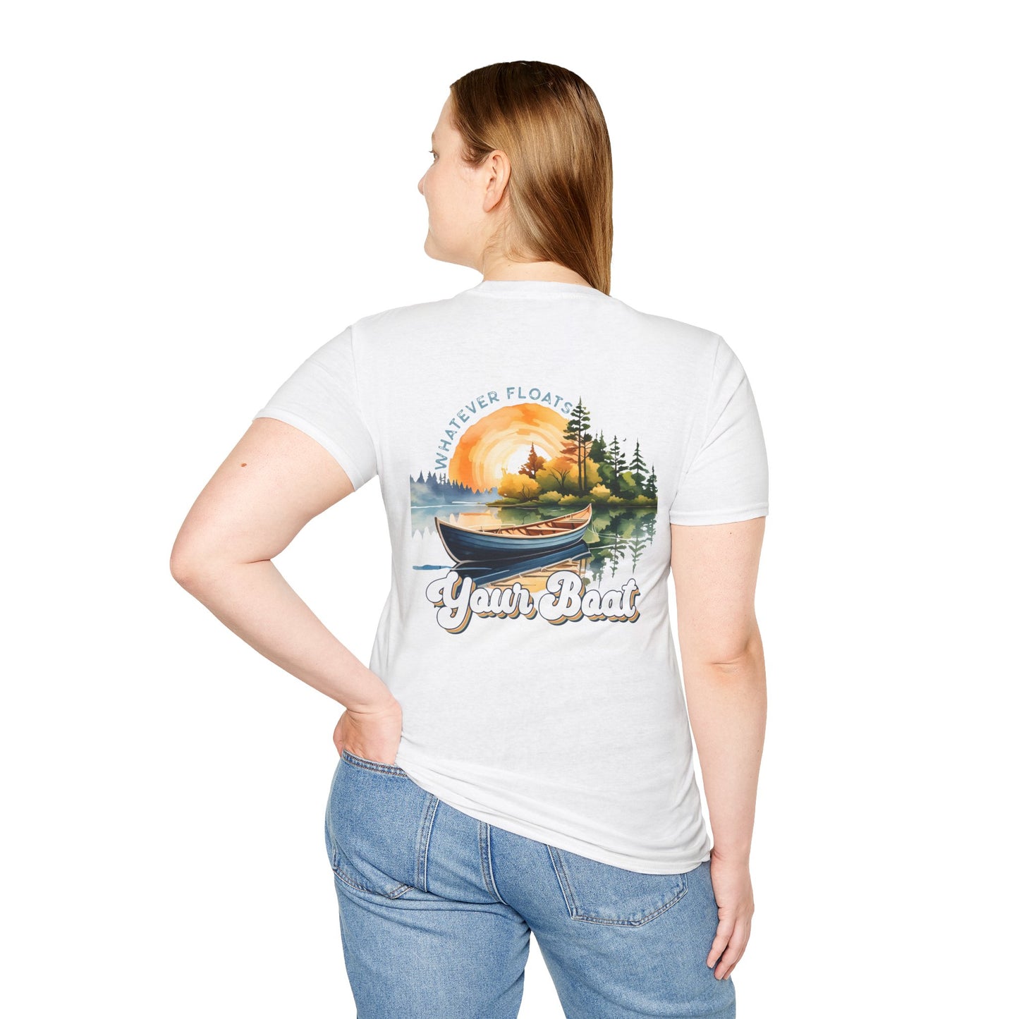Boat Graphic T-Shirt — 'Whatever Floats Your Boat' Vintage Lake Sunset Tee
