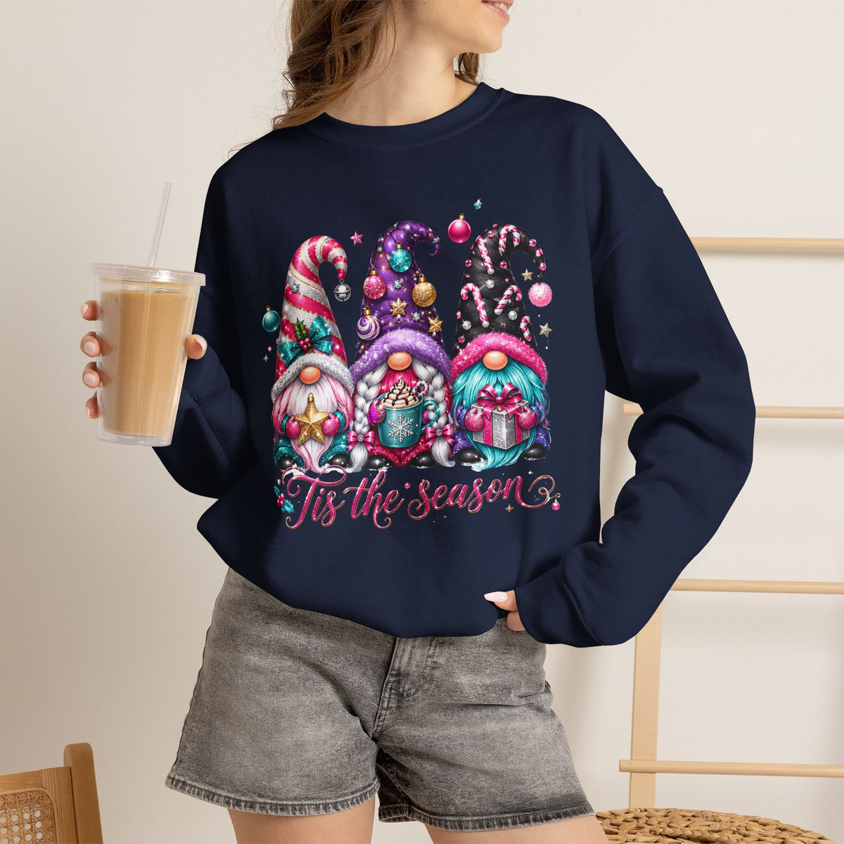 Christmas Gnome Sweatshirt - 'Tis the Season Holiday Crewneck