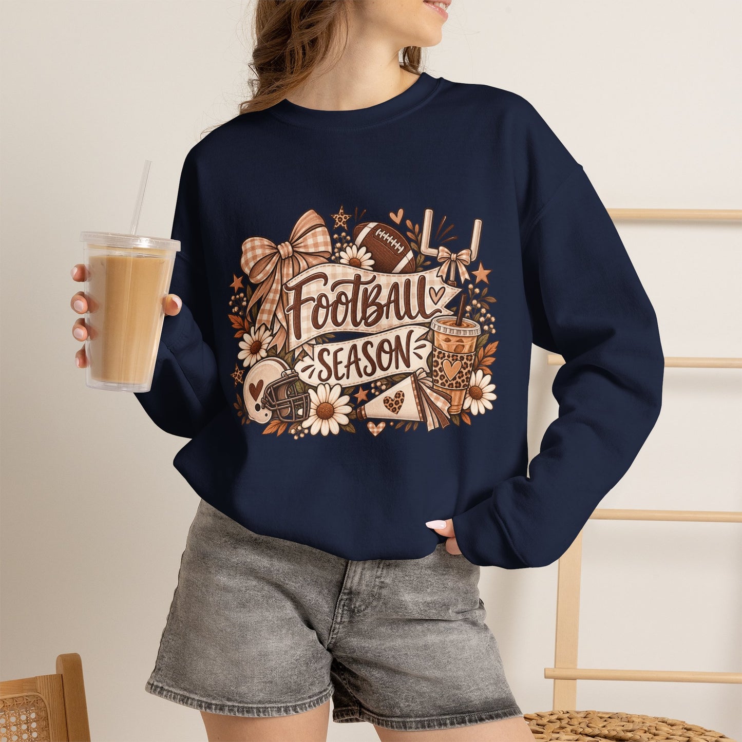 Football Season Crewneck Sweatshirt — Autumn Tailgate Graphic