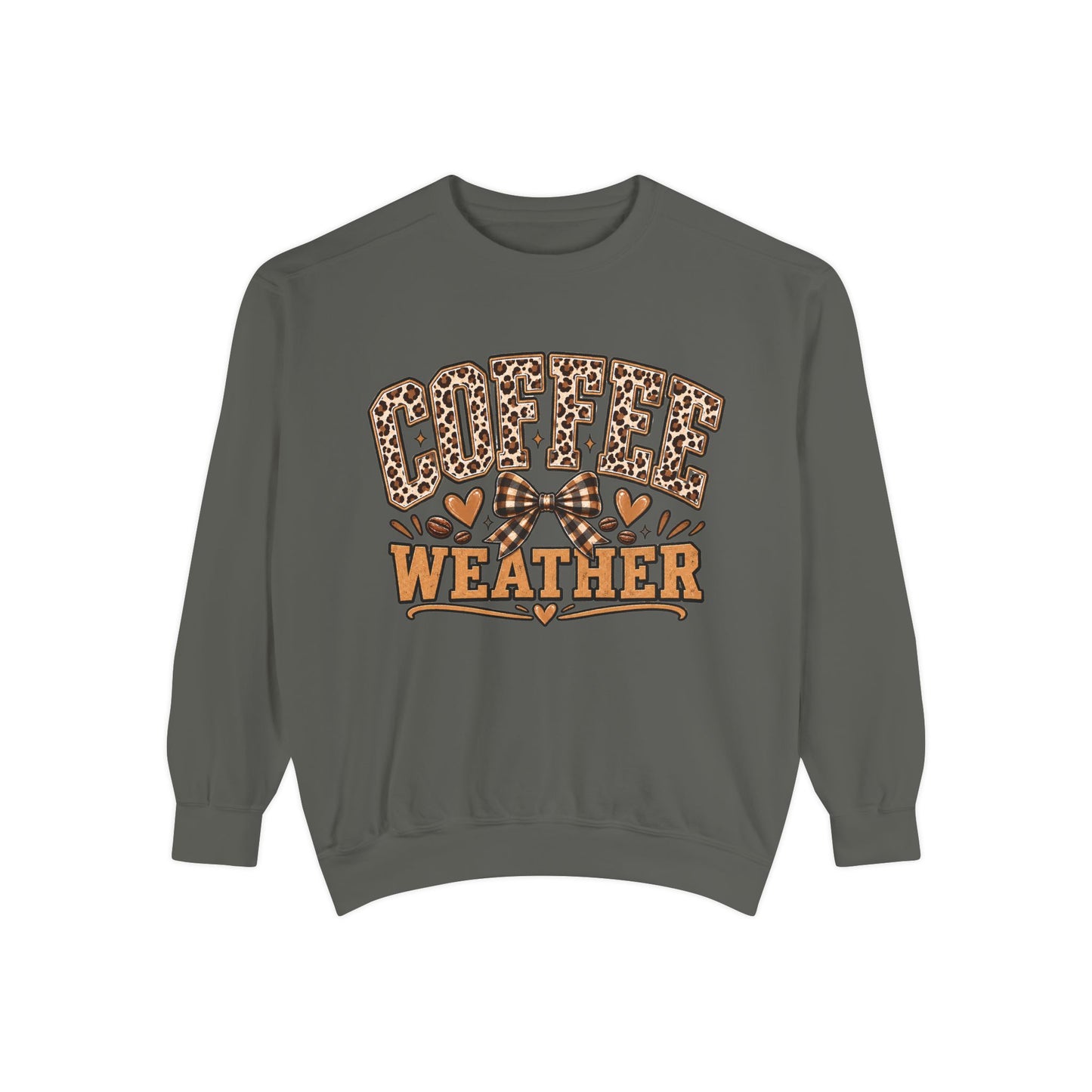 Coffee Weather Sweatshirt | Leopard Print, Hearts, Cozy Fall Tee