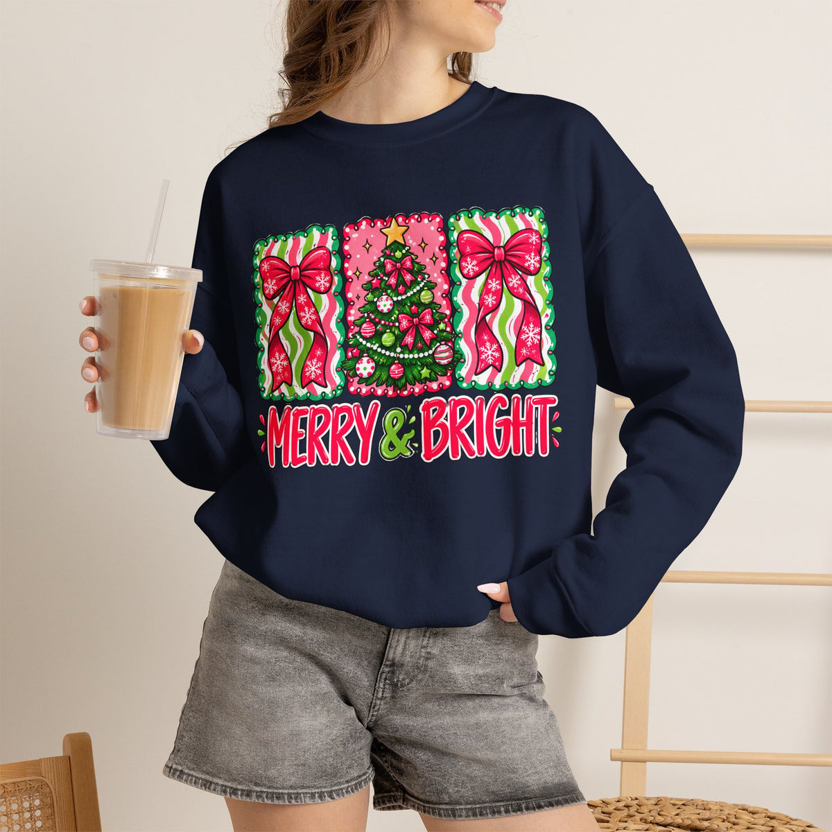 Merry & Bright Christmas Crewneck Sweatshirt