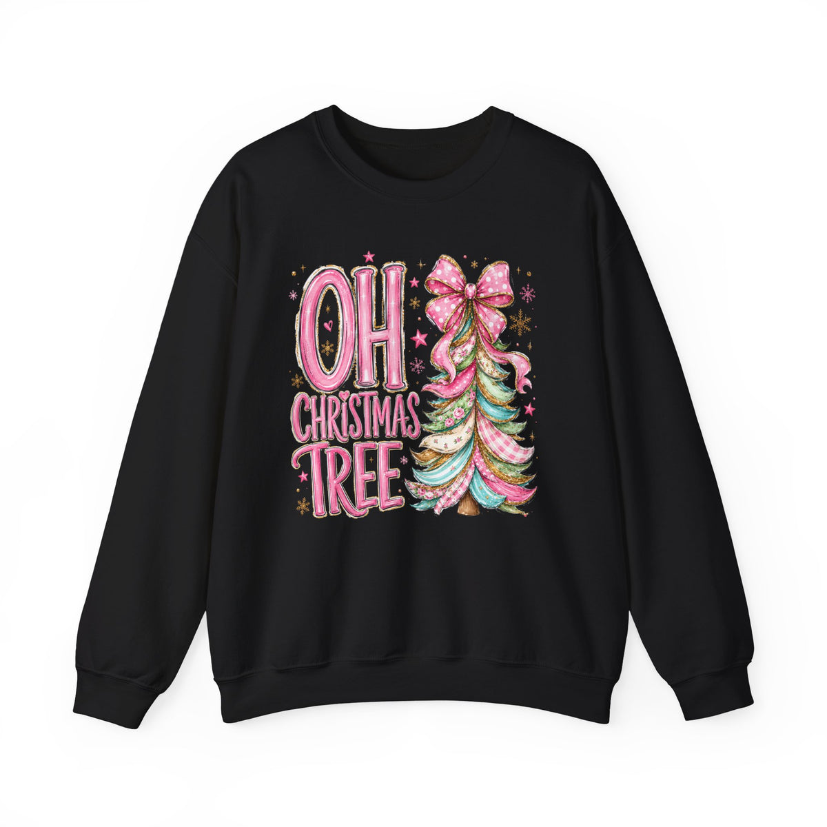 Oh Christmas Tree Sweatshirt | Pink Bow Christmas Crewneck for Women | Girly Holiday Graphic Sweatshirt