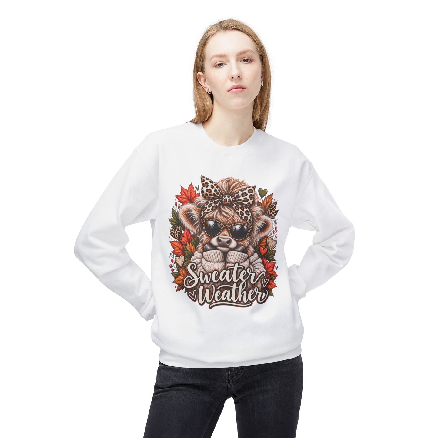 Sweater Weather Bear Crewneck Sweatshirt | Autumn Leaves, Leopard Headband