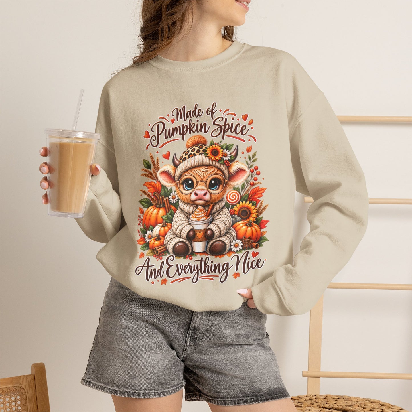 Pumpkin Spice Kitty Sweatshirt - Fall Cat Graphic "Make it Pumpkin Spice and Everything Nice"