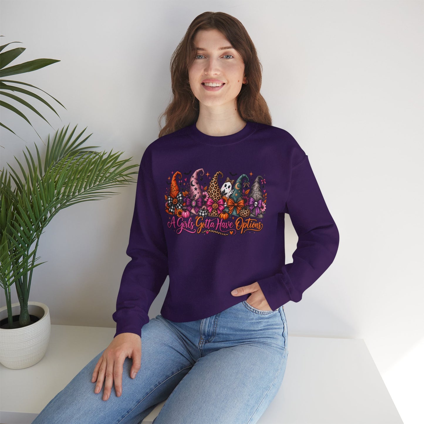 Witch Hat Harvest Crewneck Sweatshirt — Autumn Witch Hat Graphic