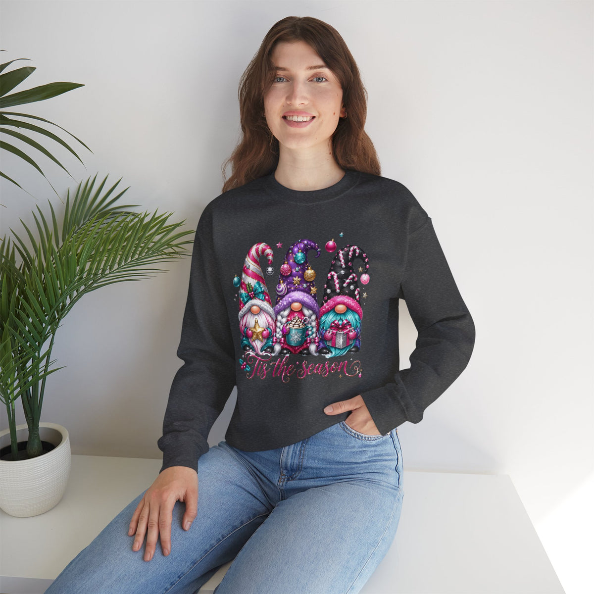 Christmas Gnome Sweatshirt - 'Tis the Season Holiday Crewneck