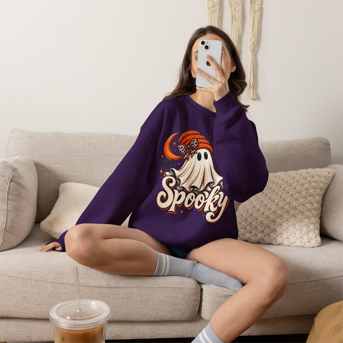 Halloween 'Spooky' Ghost Crewneck Sweatshirt