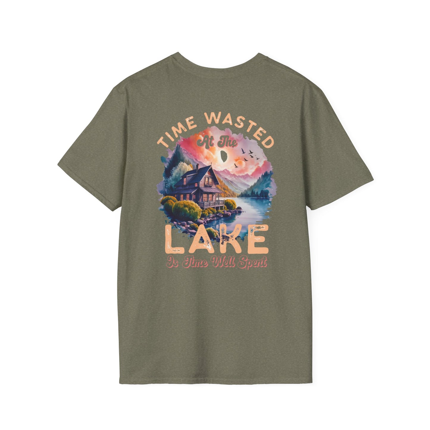 Lake Cabin T-Shirt — "Time Wasted at the Lake Is Time Well Spent"