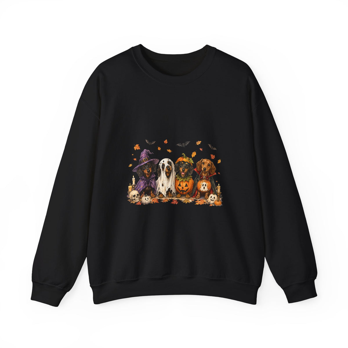 Halloween Dogs Crewneck Sweatshirt — Cute Pups in Witch Hats & Jack‑o’‑Lanterns