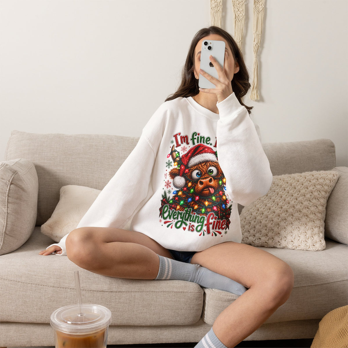 I’m Fine It’s Fine Everything Is Fine Sloth Christmas Sweatshirt
