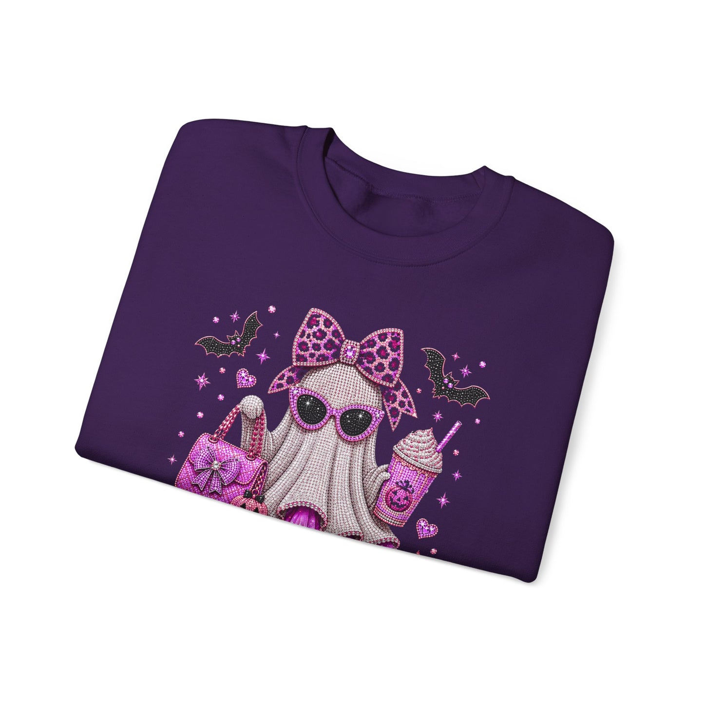 Spooky Season Ghost Crewneck Sweatshirt — Cute Pink Halloween Graphic