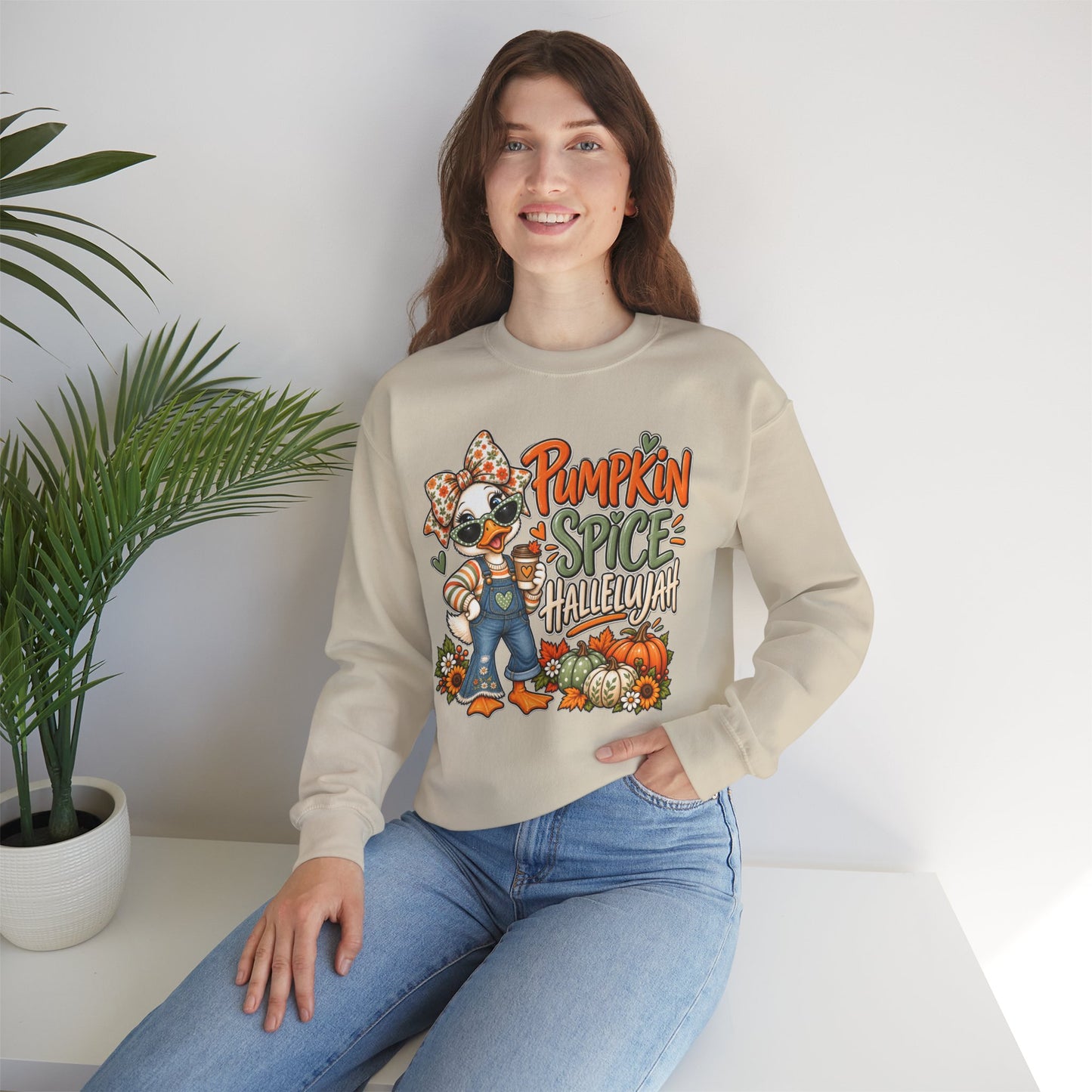 Pumpkin Spice Hallelujah Sweatshirt — Cute Fall Duck Graphic