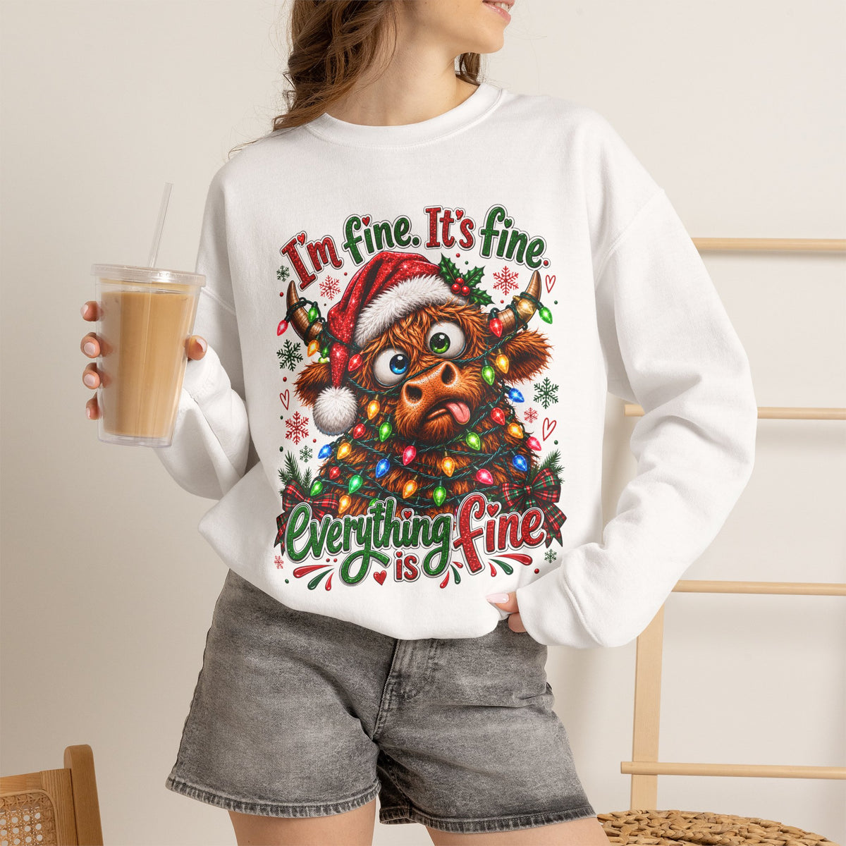 I’m Fine It’s Fine Everything Is Fine Sloth Christmas Sweatshirt