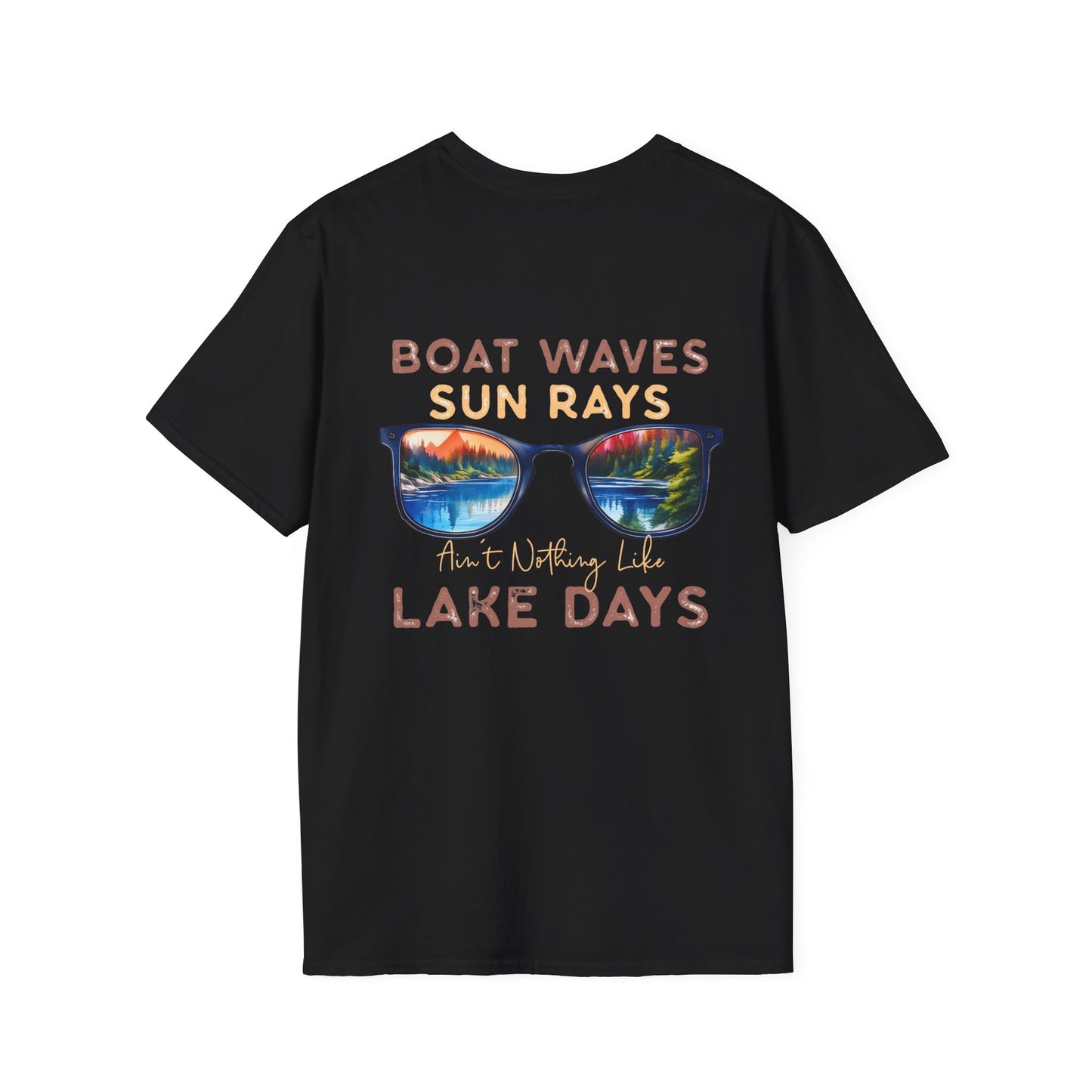 Lake View Sunglasses Tee — Boat, Waves & Sun Rays T-Shirt