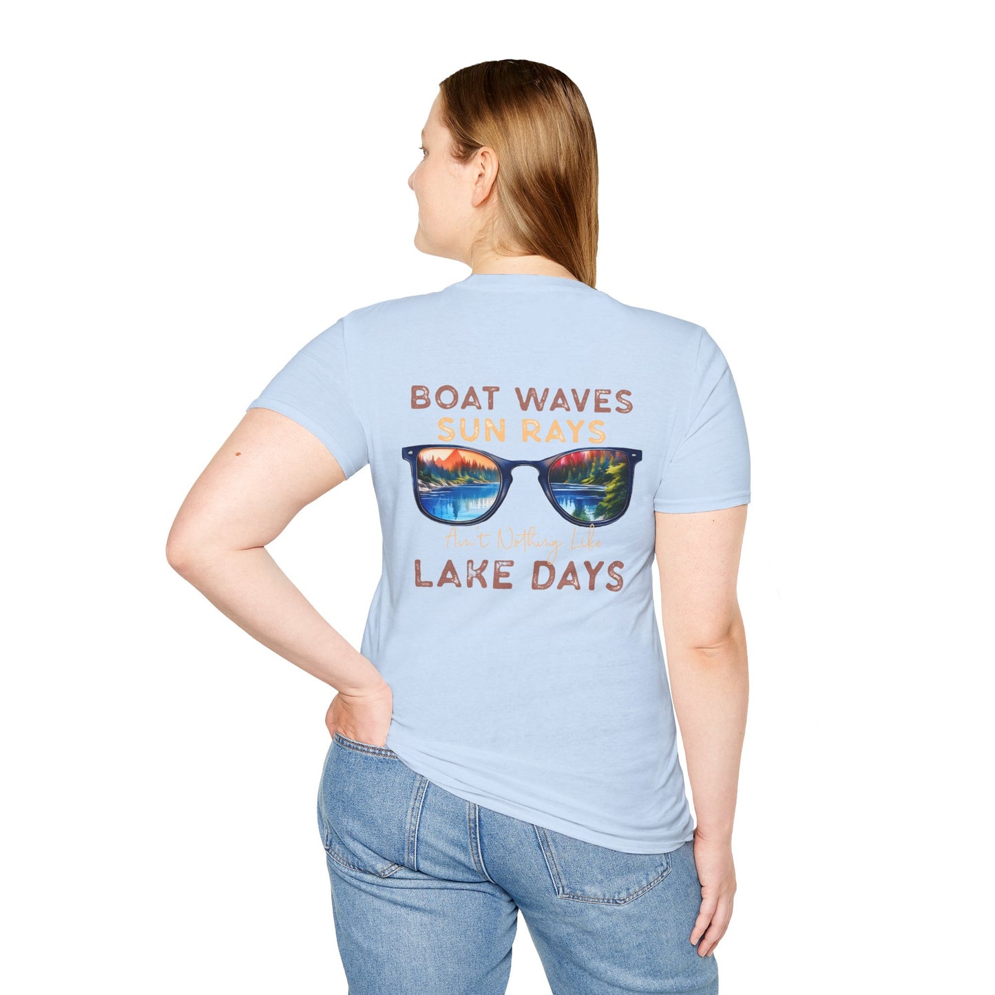 Lake View Sunglasses Tee — Boat, Waves & Sun Rays T-Shirt