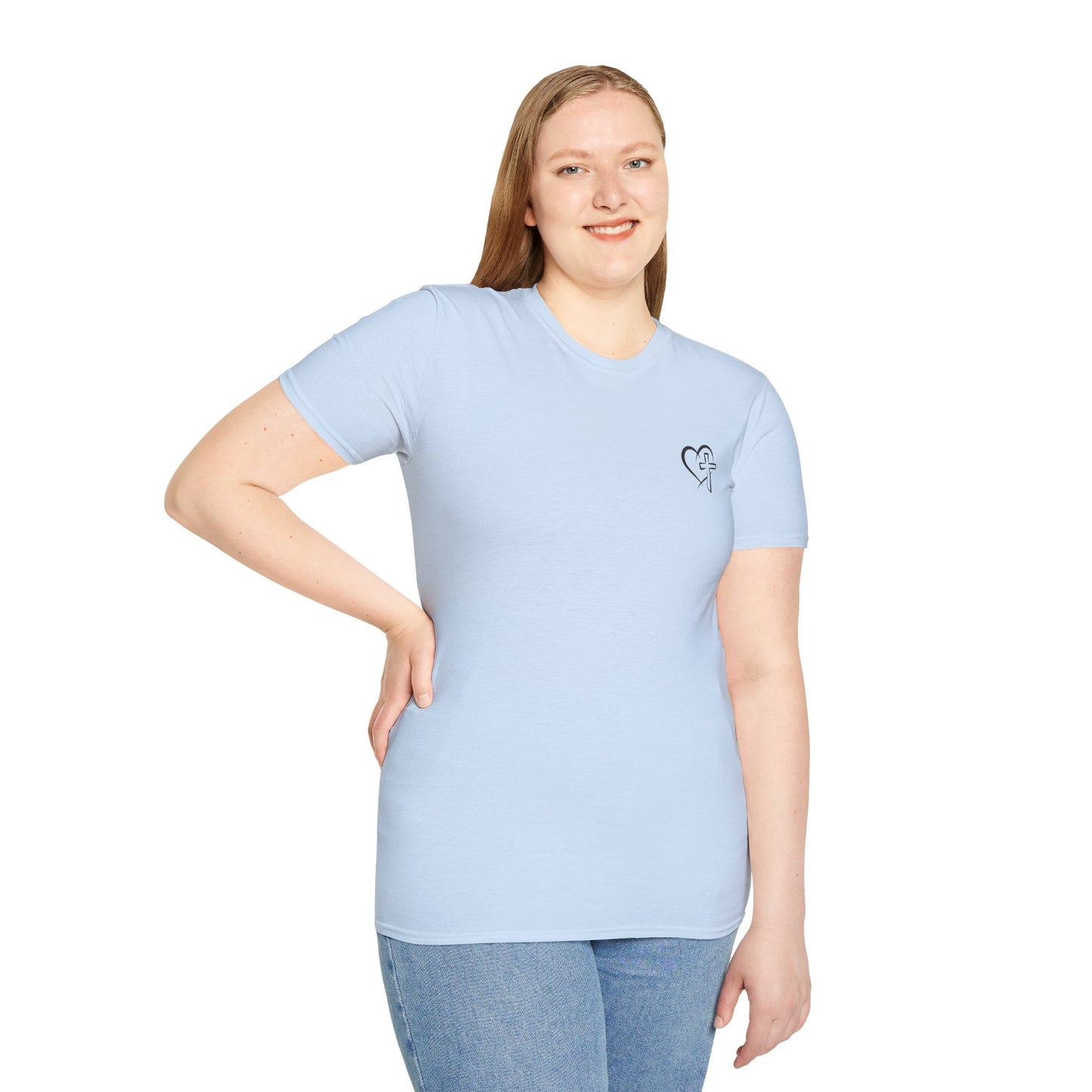 Embroidered Heart & Cross Tee — Christian Minimalist T-Shirt
