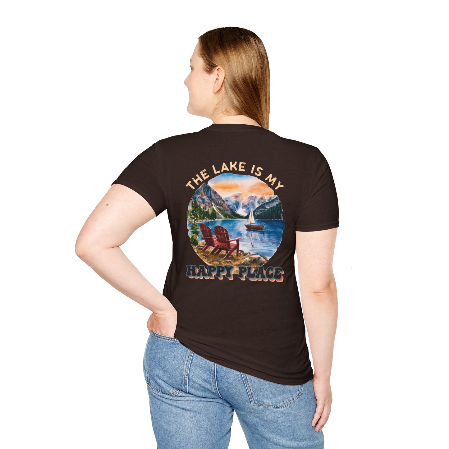 The Lake Is My Happy Place T-Shirt — Colorful Lake View Tee