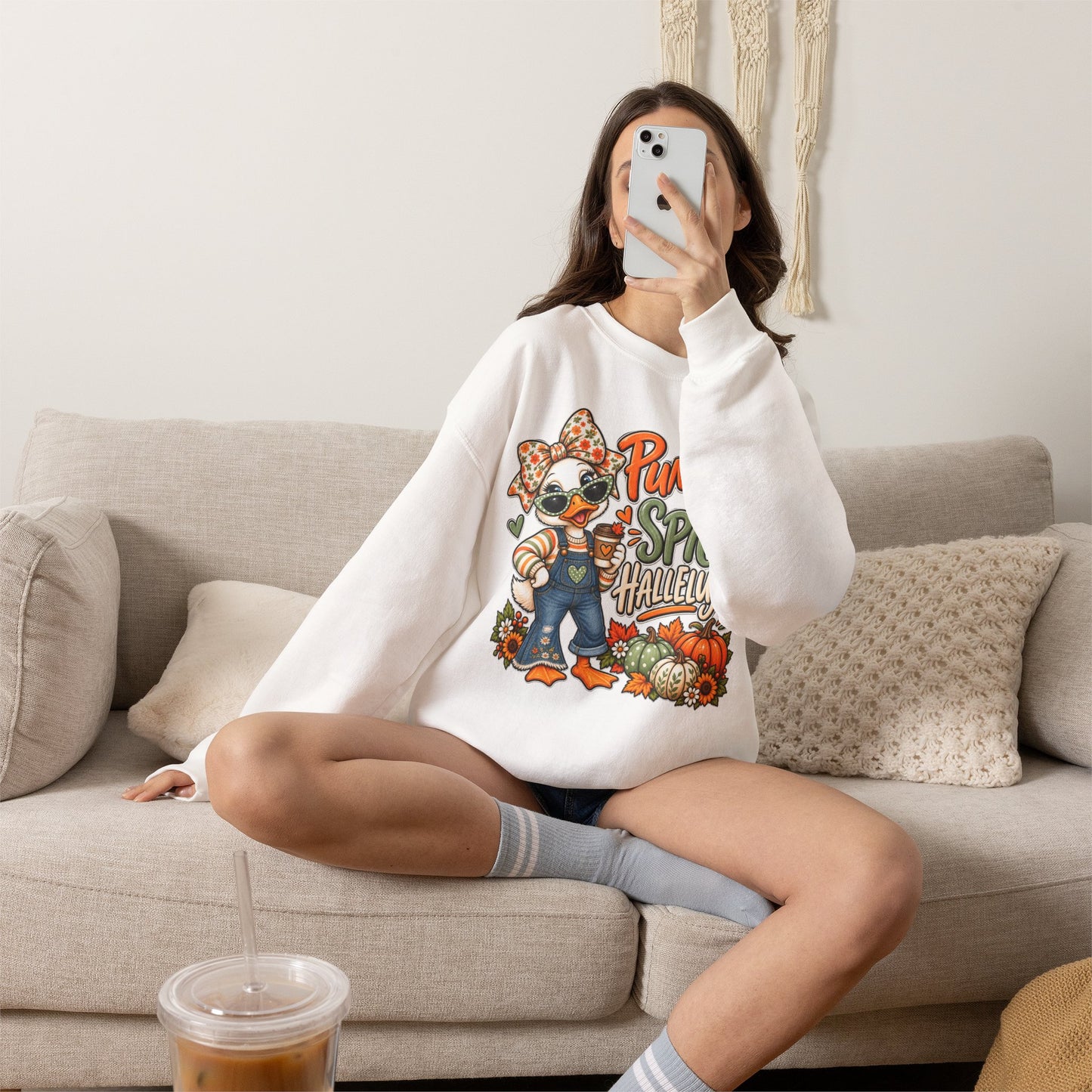 Pumpkin Spice Hallelujah Sweatshirt — Cute Fall Duck Graphic