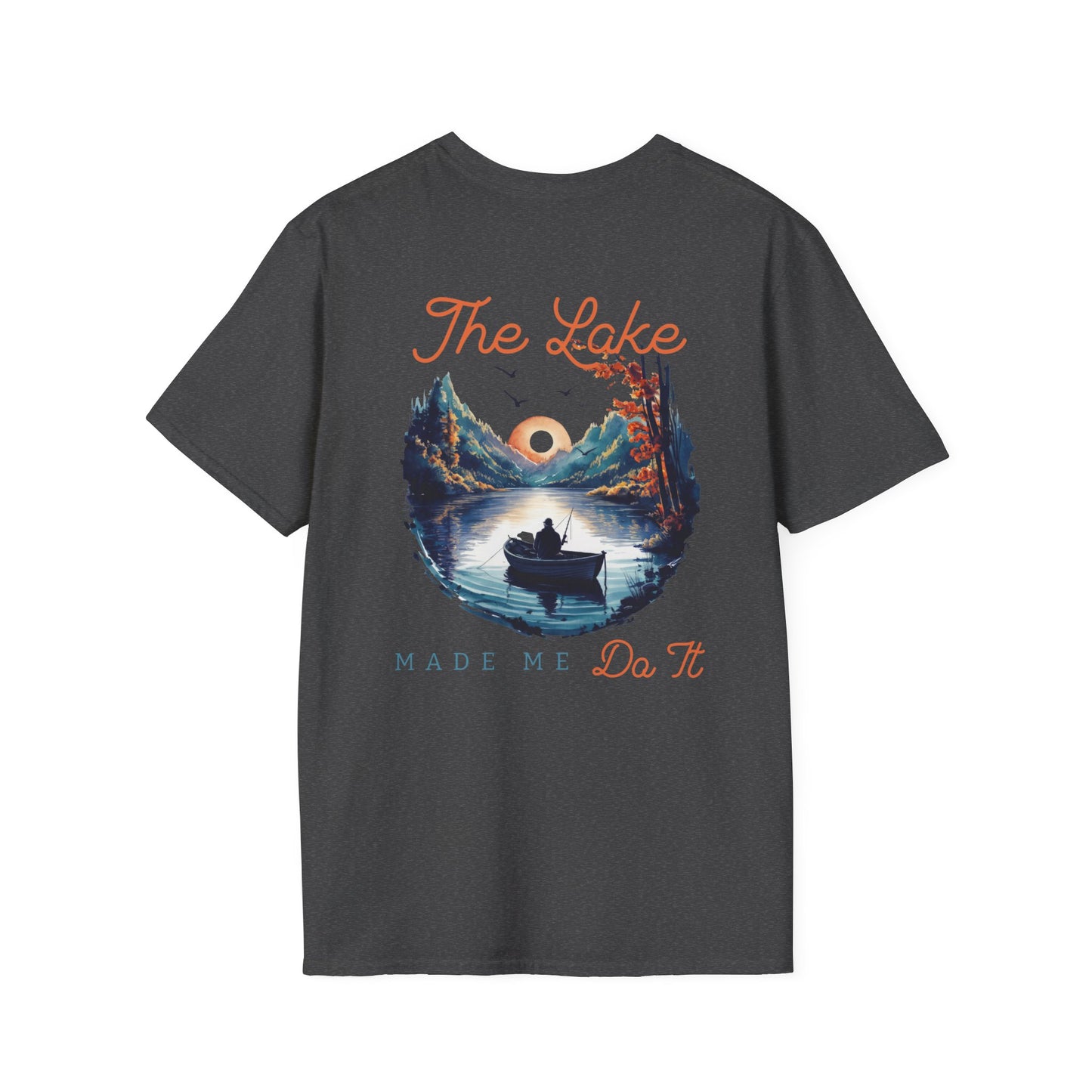 The Lake Made Me Do It Fishing Tee — Sunset Boat Graphic T-Shirt