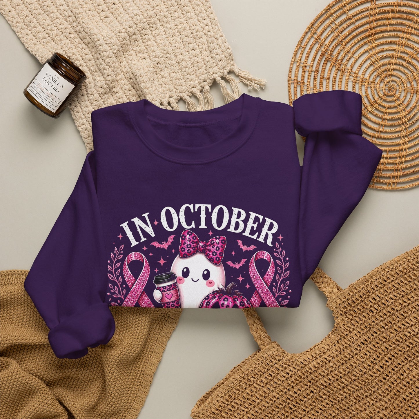 Breast Cancer Awareness Sweatshirt — "In October We Wear Pink" Cute Unicorn Design