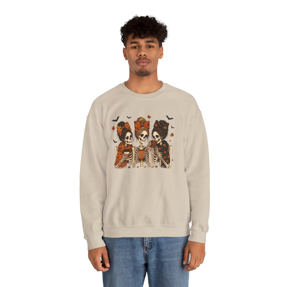 Skeleton Sisters Crewneck Sweatshirt — Halloween Day of the Dead Gothic Graphic