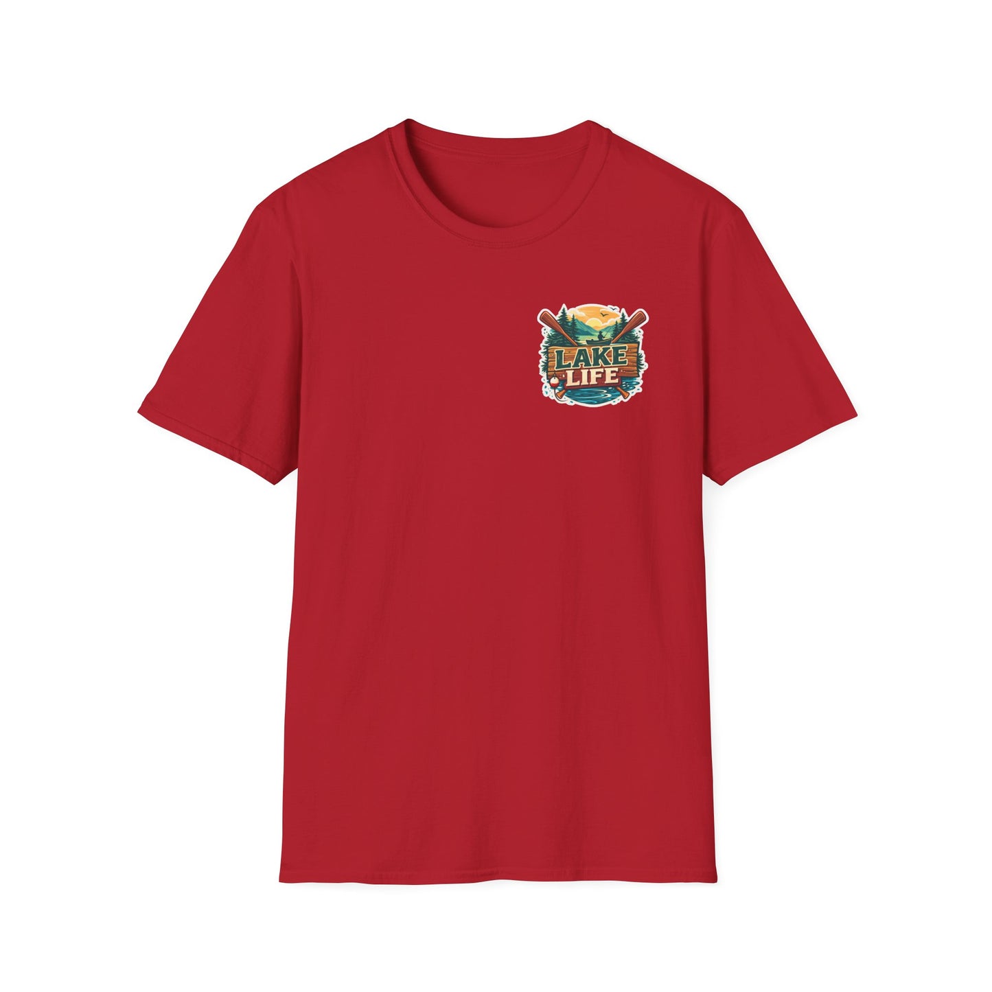 Lake Life T-Shirt — "Life Is Better at the Lake" Boat, Dock & Rocking Chair Design