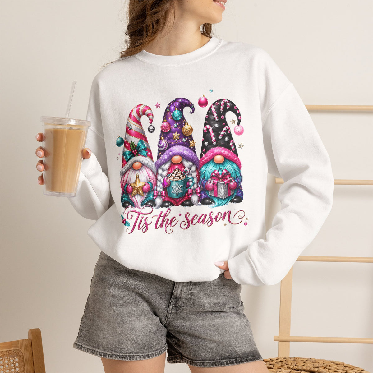 Christmas Gnome Sweatshirt - 'Tis the Season Holiday Crewneck