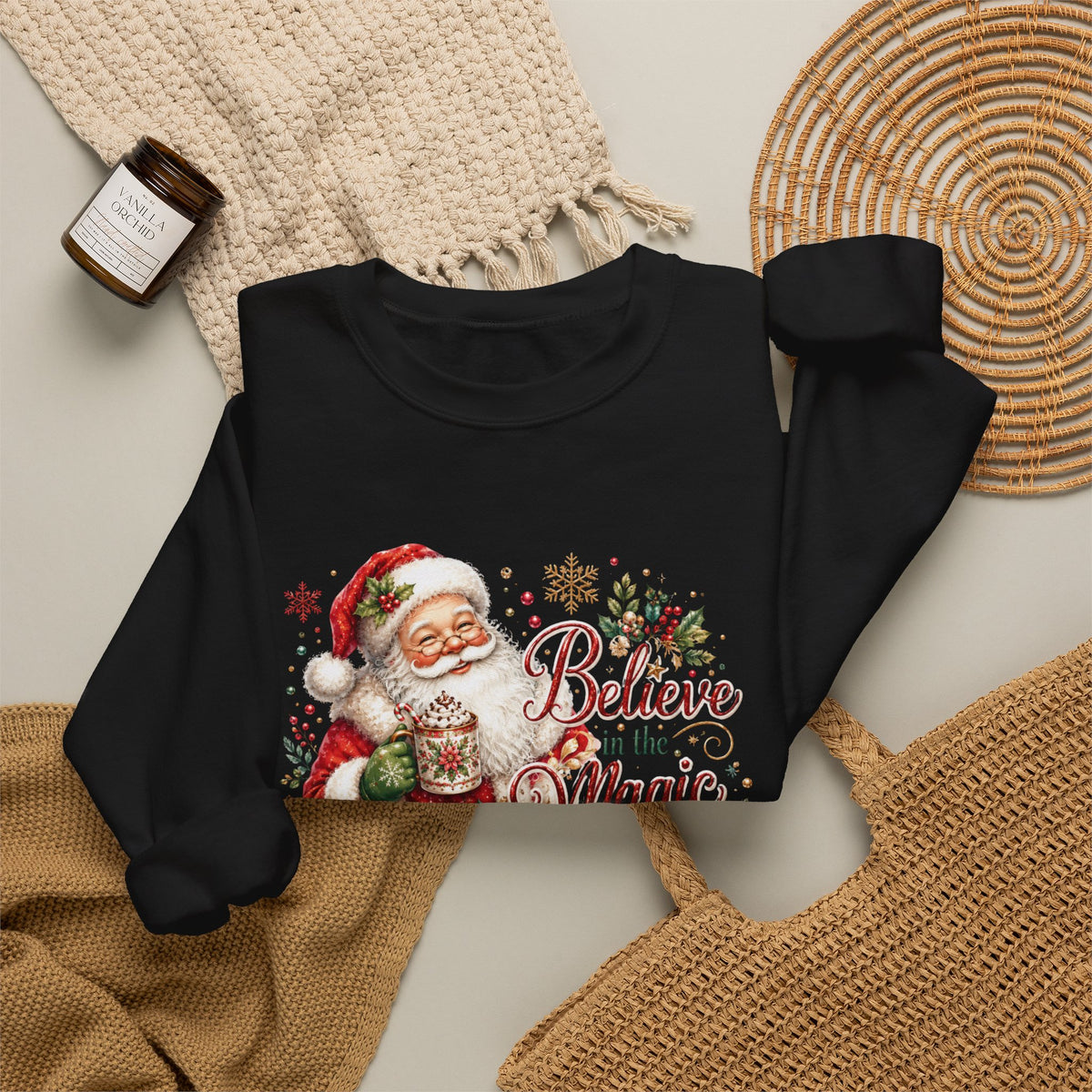 Believe in the Magic of Christmas Sweatshirt | Vintage Santa Christmas Crewneck for Women