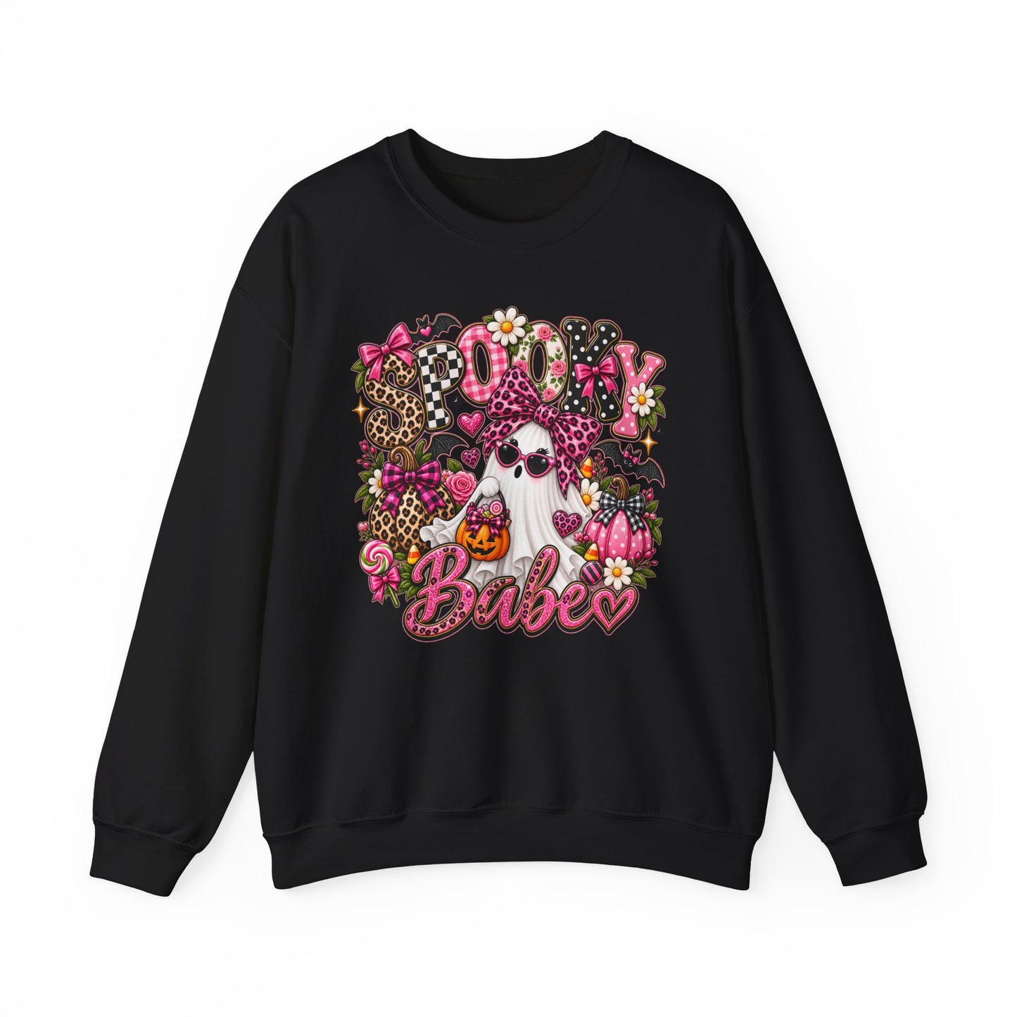 Crewneck Sweatshirt — 'Spooky Babe' Cute Halloween Ghost Graphic