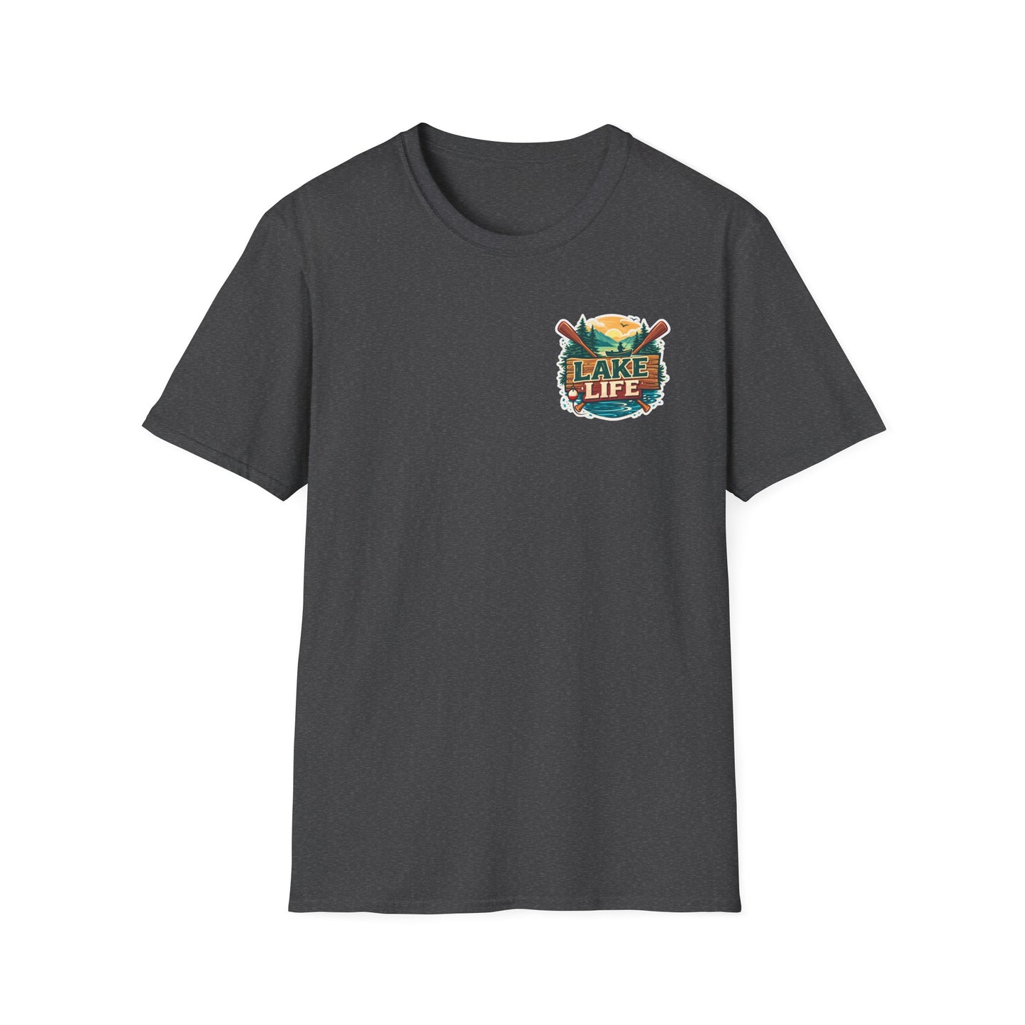 Lake Life T-Shirt — "Life Is Better at the Lake" Boat, Dock & Rocking Chair Design