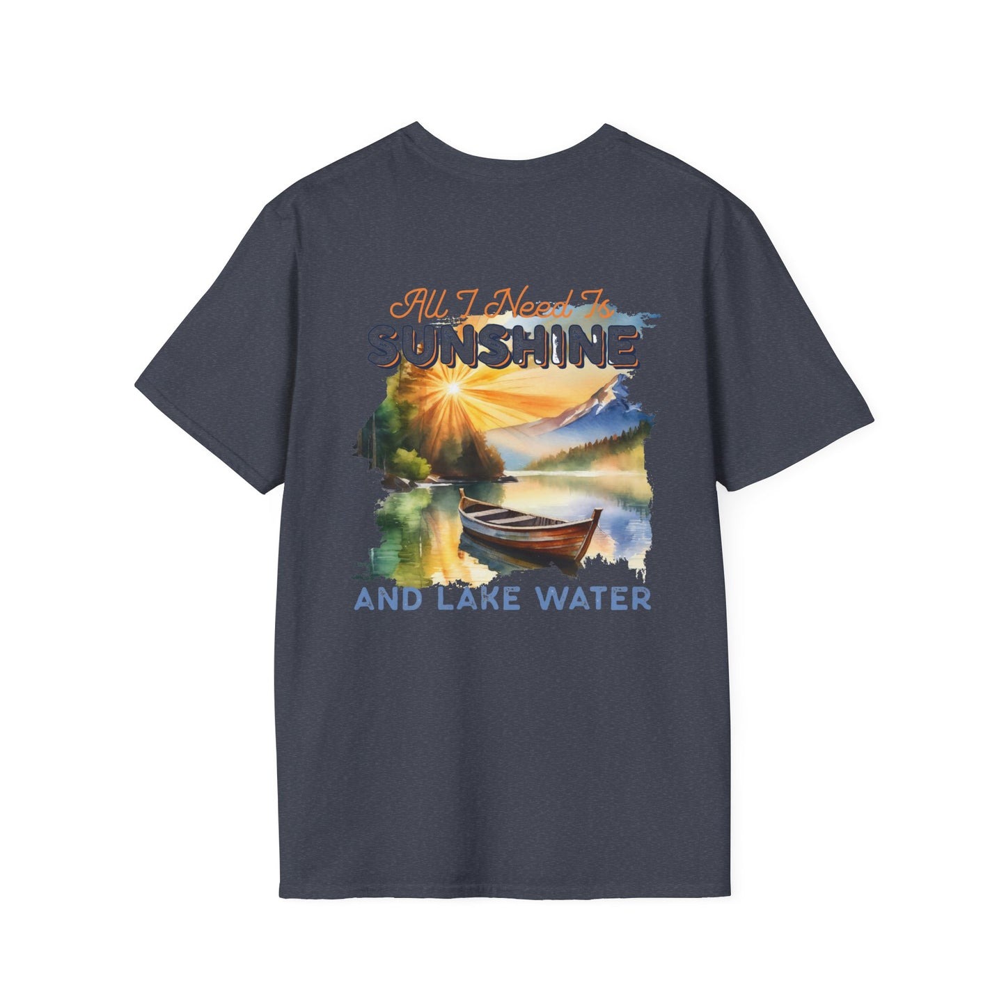 Sunshine & Lake Water Sunset T-Shirt — Boat on Lake View