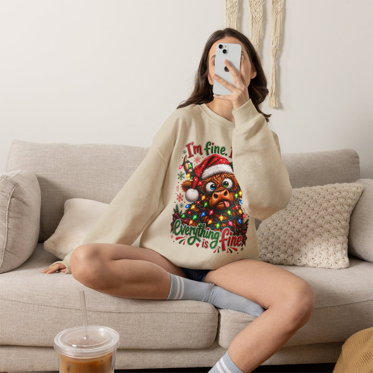 I’m Fine It’s Fine Everything Is Fine Sloth Christmas Sweatshirt