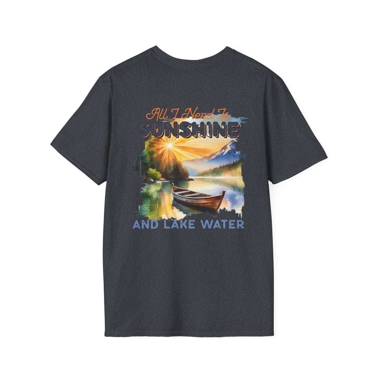 Sunshine & Lake Water Sunset T-Shirt — Boat on Lake View