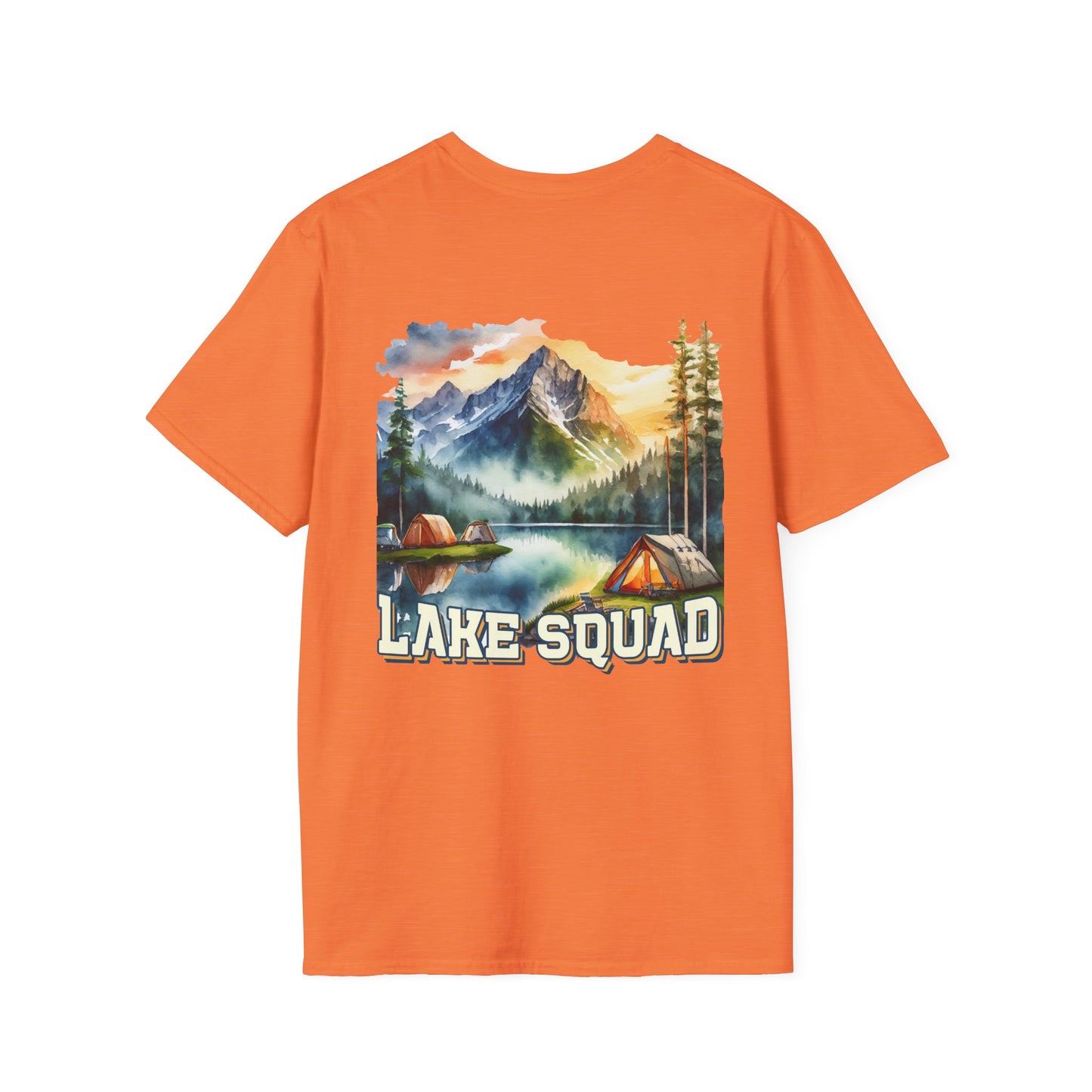 Lake Squad Camping T-Shirt — Scenic Mountain & Tent Outdoors Tee