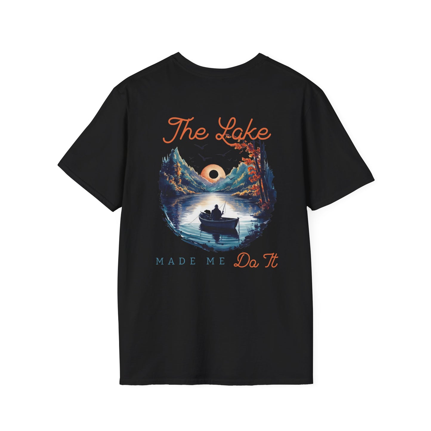 The Lake Made Me Do It Fishing Tee — Sunset Boat Graphic T-Shirt