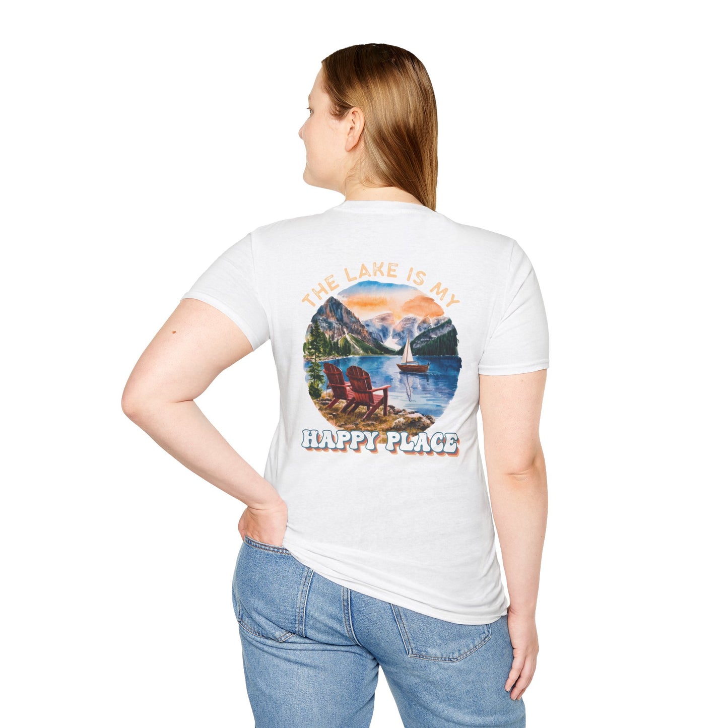 The Lake Is My Happy Place T-Shirt — Colorful Lake View Tee