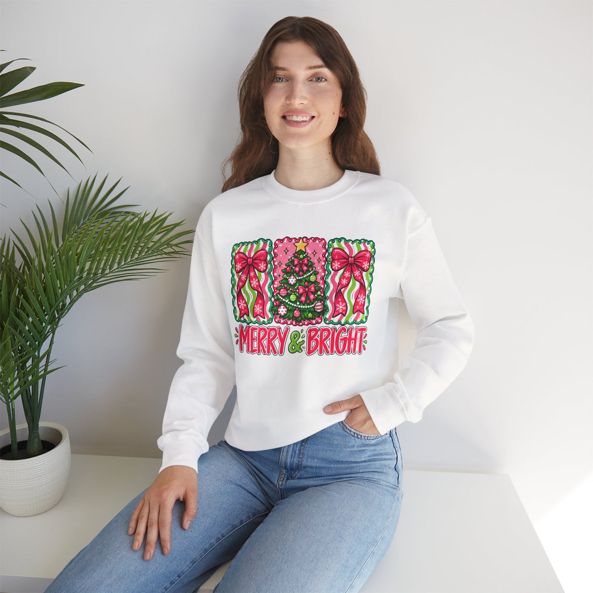 Merry & Bright Christmas Crewneck Sweatshirt