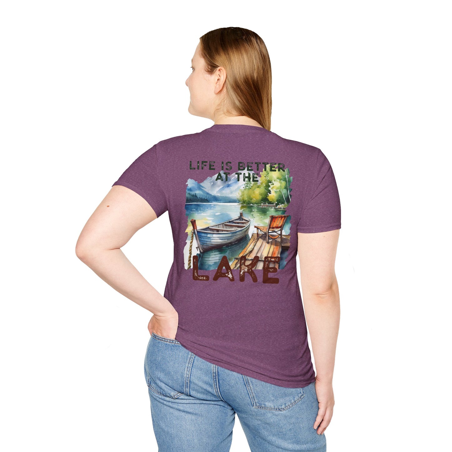 Lake Life T-Shirt — "Life Is Better at the Lake" Boat, Dock & Rocking Chair Design