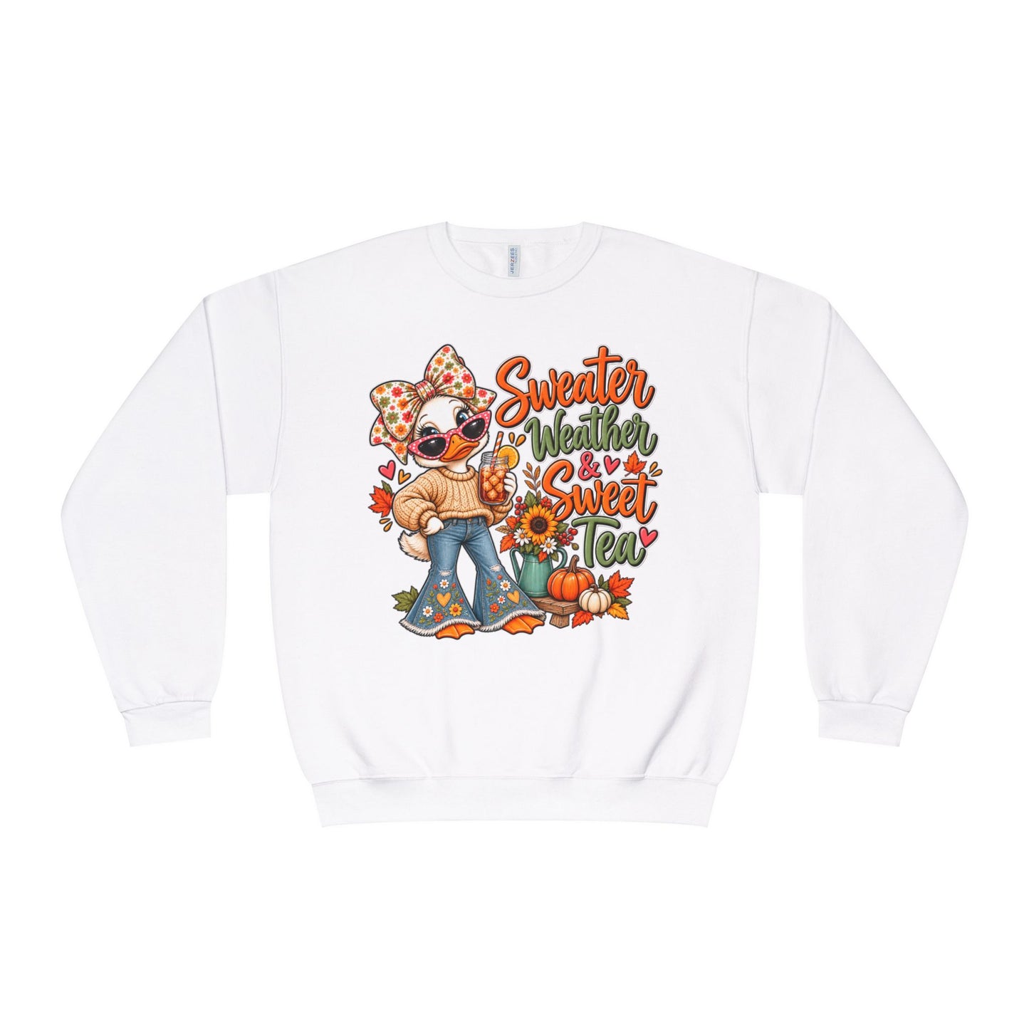 Fall Sweater Weather Crewneck Sweatshirt – Cute Pumpkin & Sunflower Graphic